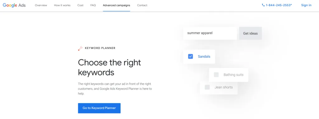 Planejador de palavras-chave do Google