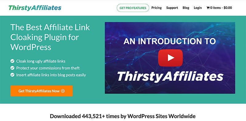 Thirsty Affiliates homepage.