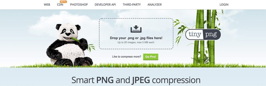 TinyPNG image optimizer online tool for compressing images.