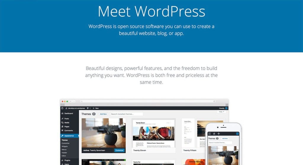 The WordPress website.