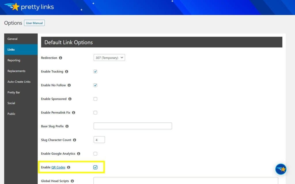 How to enable QR codes with the Pretty Links plugin