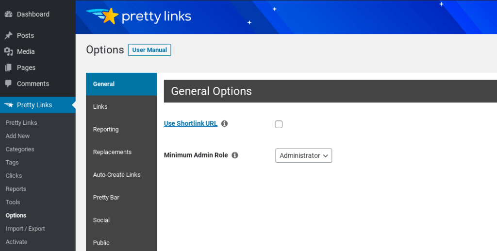 The shortlink URL feature in the Pretty Links plugin.