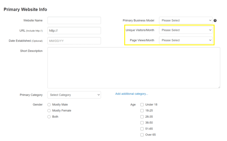 A sample application to Rakuten with an area asking about audience size highlighted.