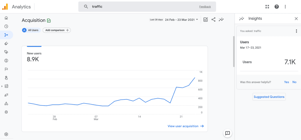 The Google Analytics dashboard.