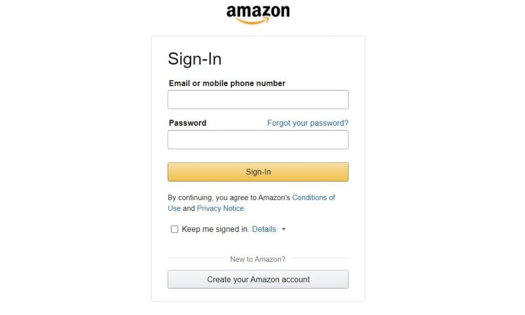 Signing up to the Amazon affiliate program