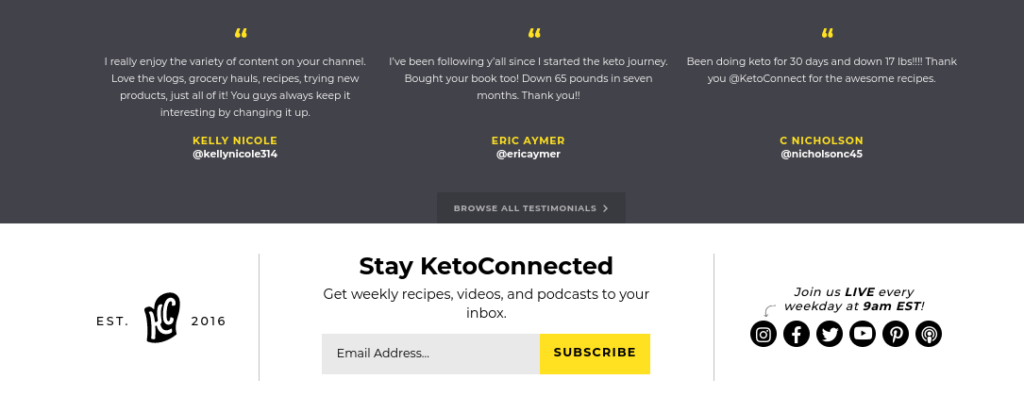 Customer reviews on the KetoConnect website.