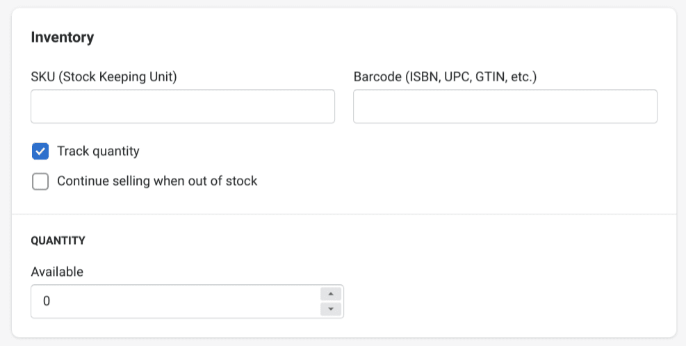 Tracking product inventory in Shopify.