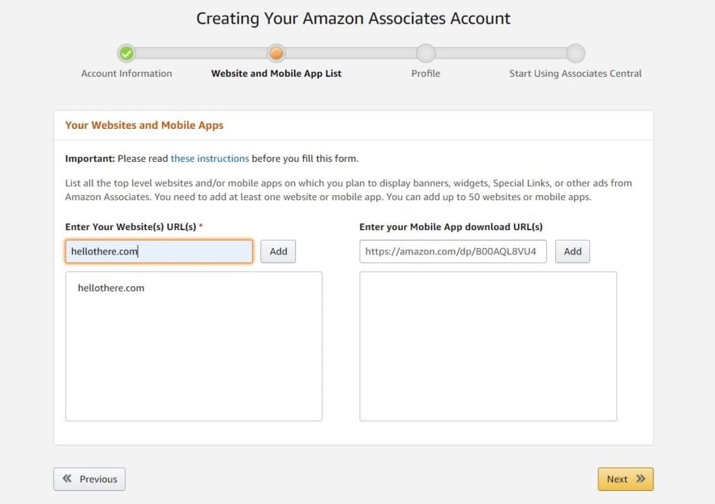 Creating your Amazon Associates account
