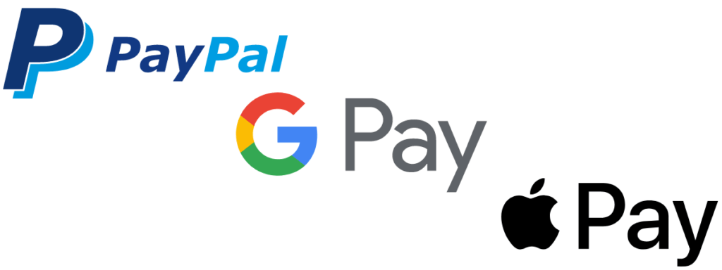 Digital wallets: PayPal, G Pay, and Apple Pay 