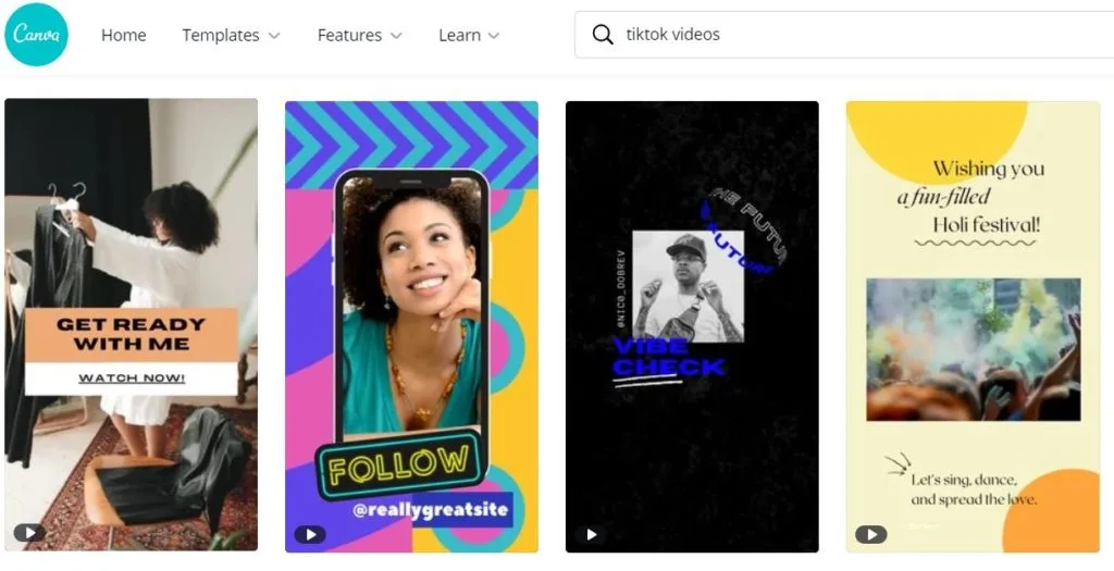 Modèles TikTok sur Canva