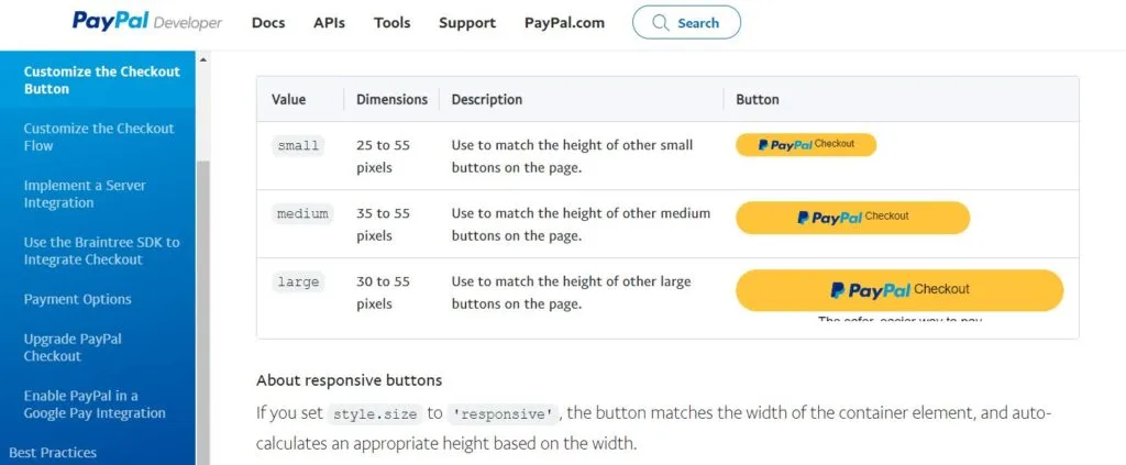 Different options for PayPal buttons