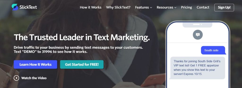 An example of a text marketing service