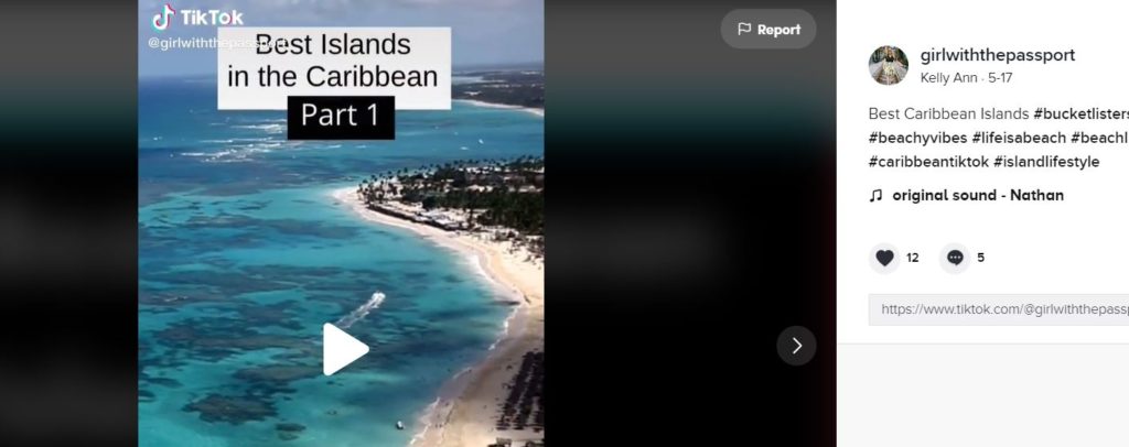 An example of a travel bloggers sharing recommendations in a TikTok video.