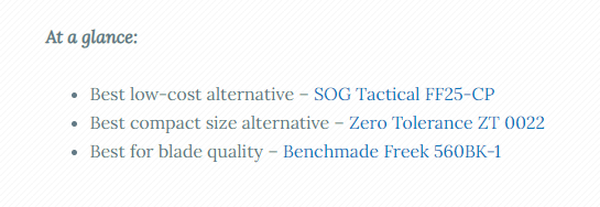 The absolute basics alternatives listicle summary example