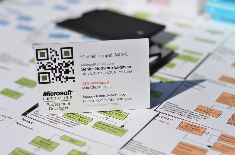 An example of a business card with a QR code