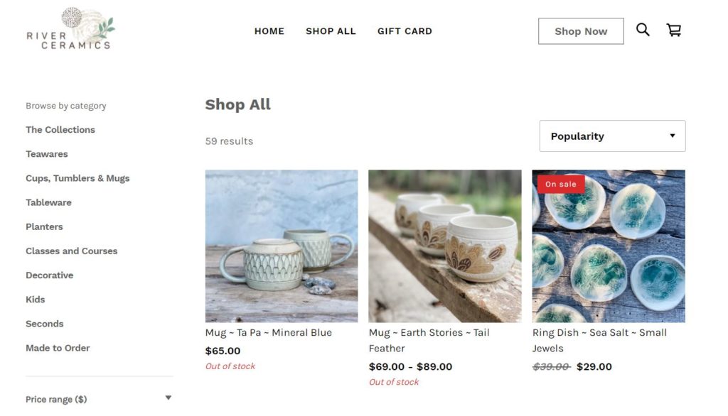 An example of an online store. 