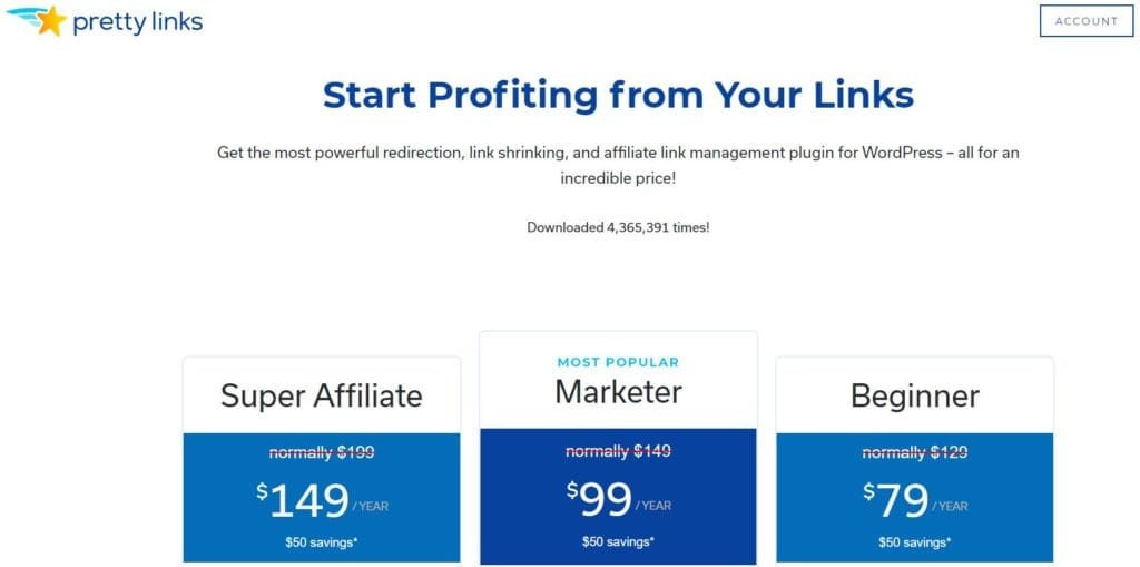 Pretty Links premium plans