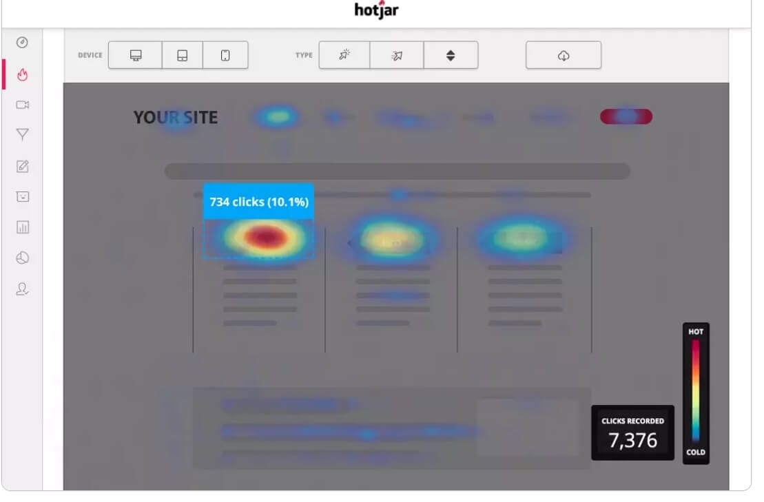 A heatmap on the Hotjar home page.