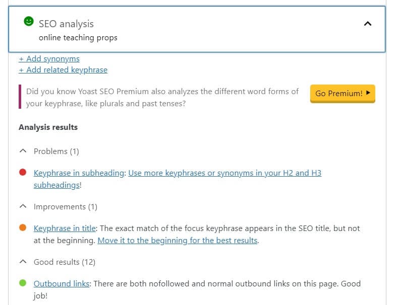 A Yoast SEO analysis.