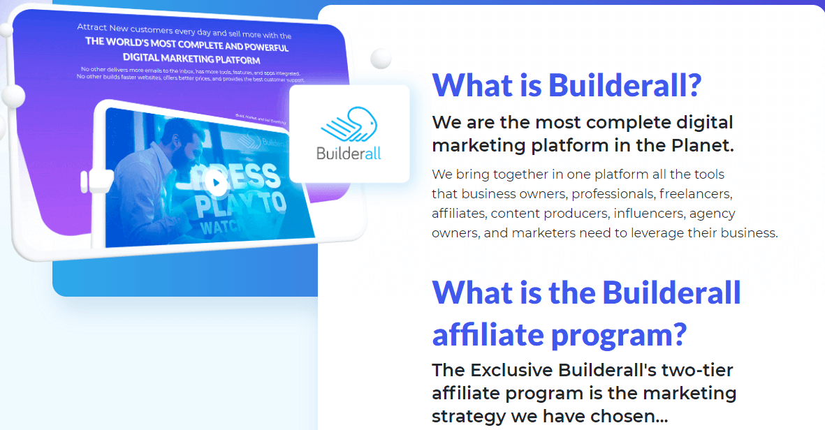 Builderall's two-tier affiliate marketing program
