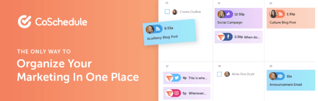 CoSchedule homepage- tools for social media managers