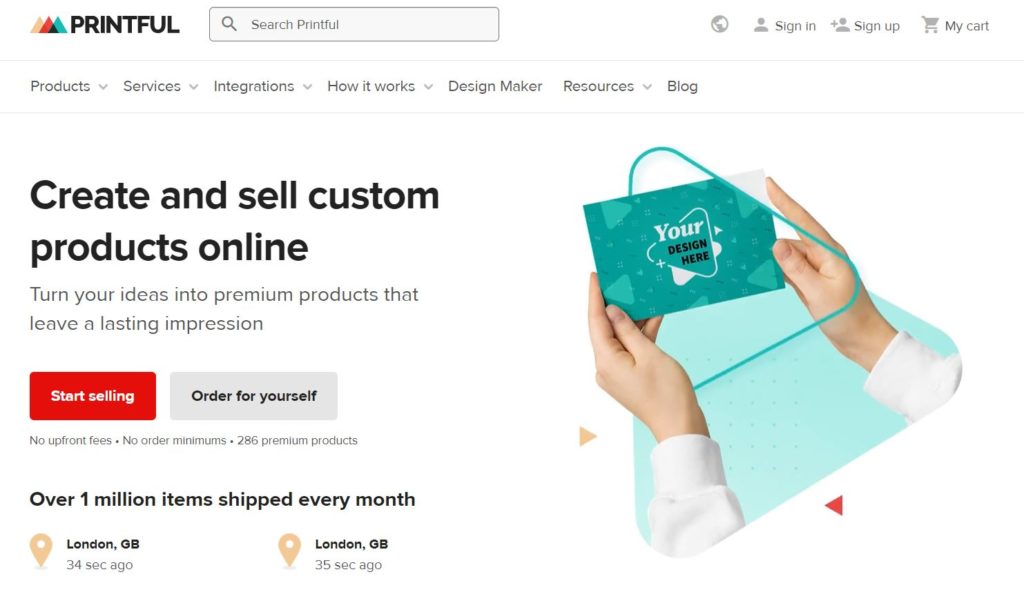 Printful lets you create custom products, such as clothes and accessories, which you can then sell via your blog. 