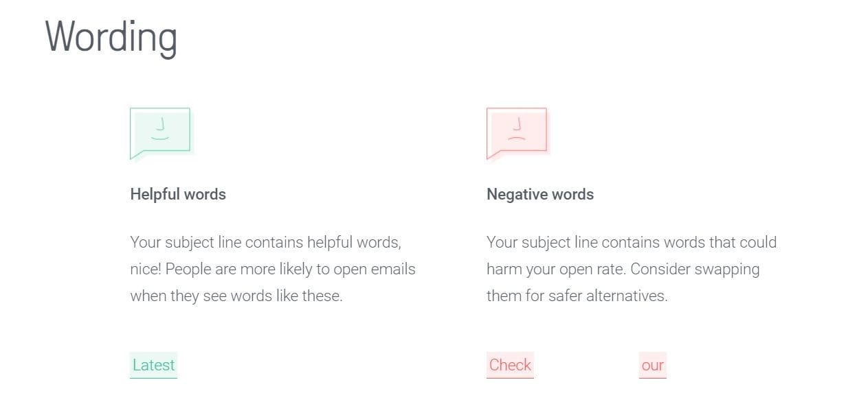 Omnisend checks the wording of your subject line. 