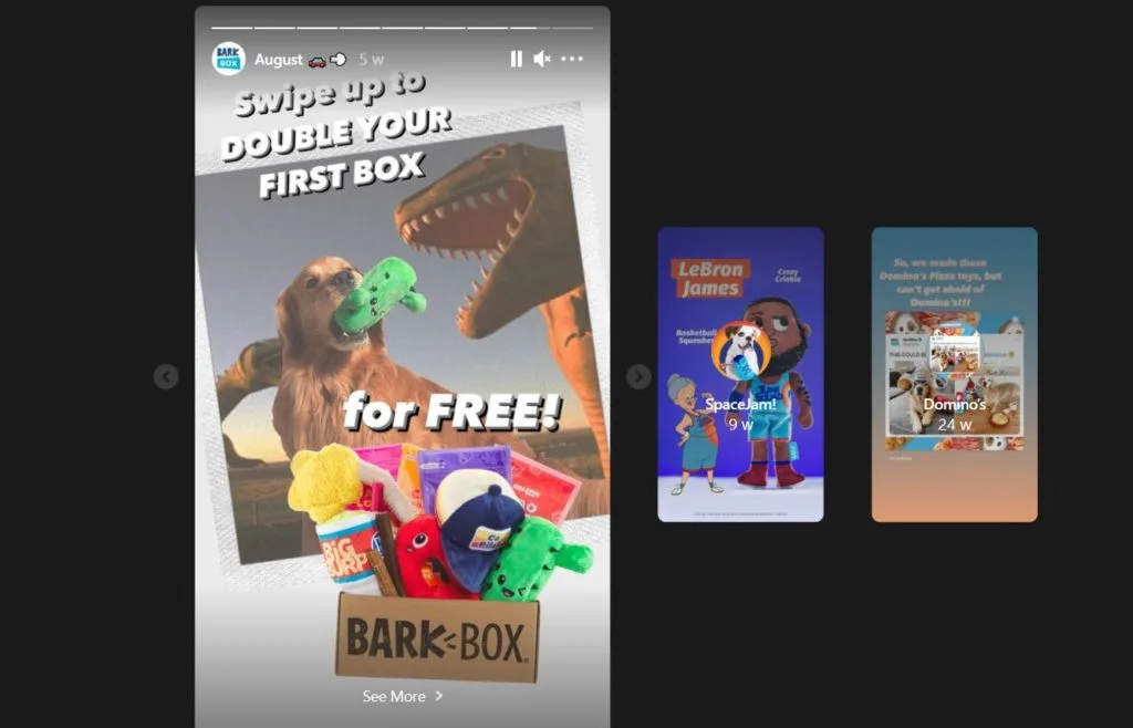 Un exemple de CTA sur Instagram