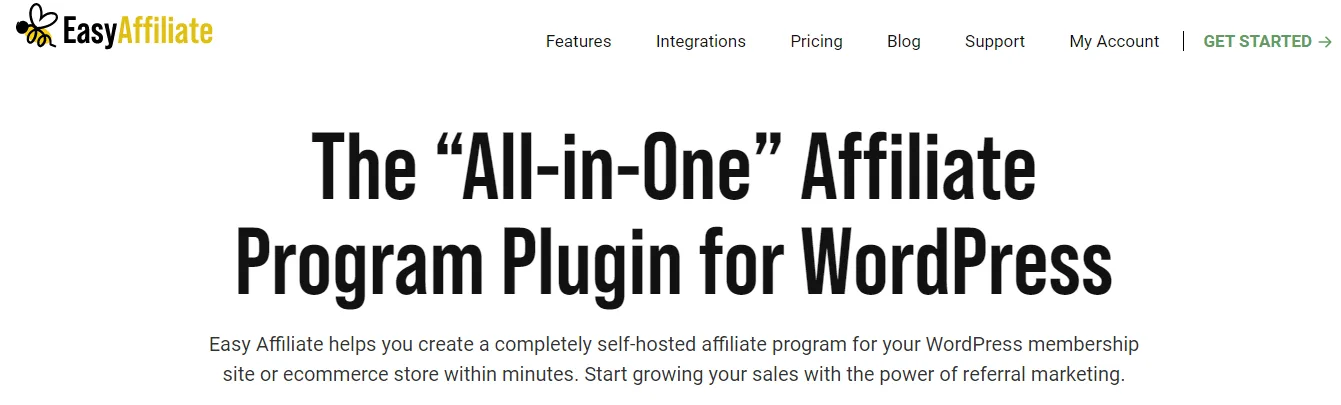 O plug-in Easy Affiliate para WordPress.