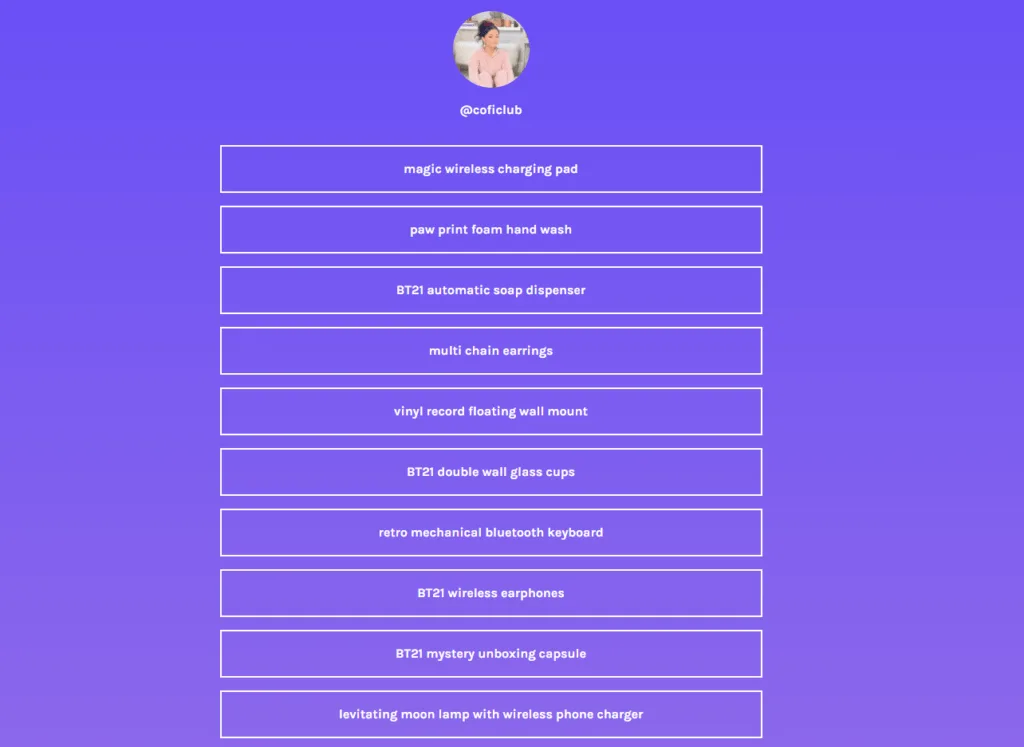A landing page connected to an Instagram bio link.