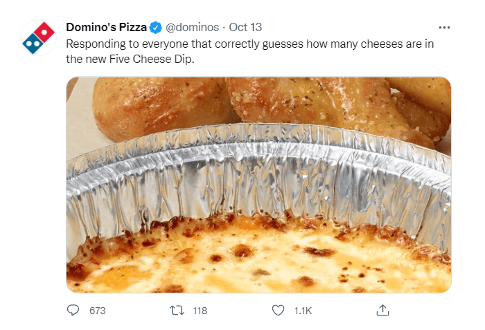 An example of a Dominos post inviting replies.