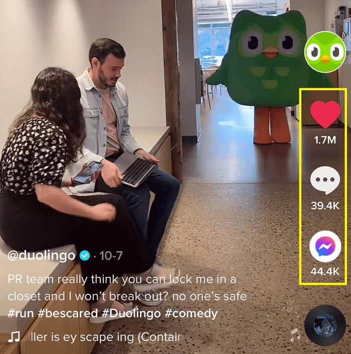 An example of a popular Duolingo post on TikTok.