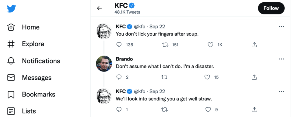 The KFC Twitter feed.