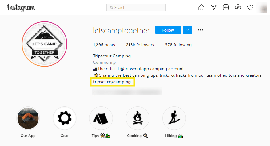 An example of places to post your affiliate links via an Instagram profile bio.