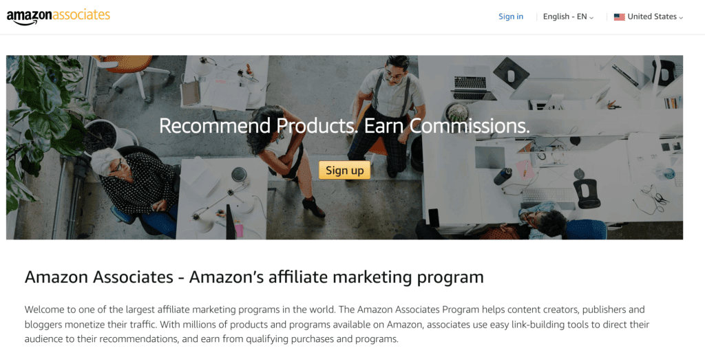 O programa Amazon Associates - Produtos afiliados na Amazon