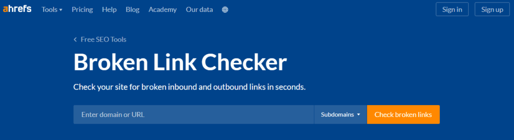 Ferramenta Ahrefs Broken Link Checker