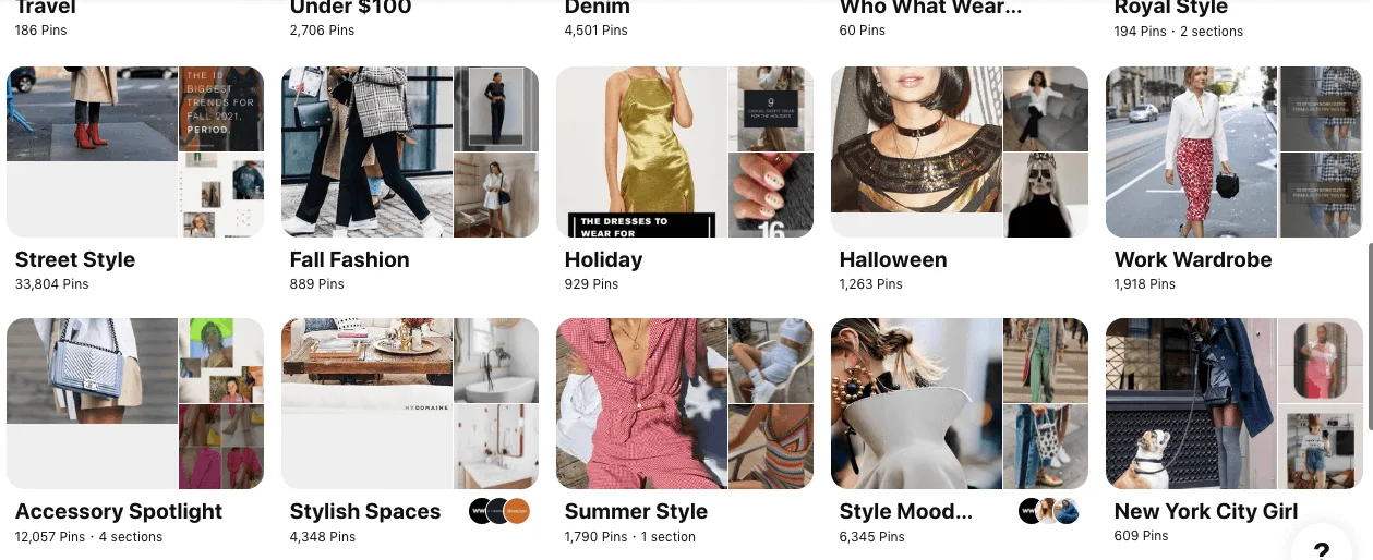 Pinterest boards