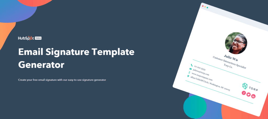 Hubspot's Email Signature Template Generator 