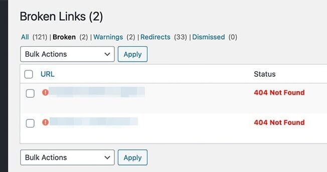 Pretty Links Ejemplo de informe sobre enlaces rotos