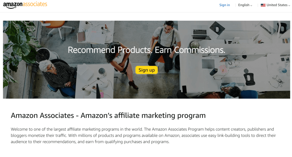 Amazon Associate homepage