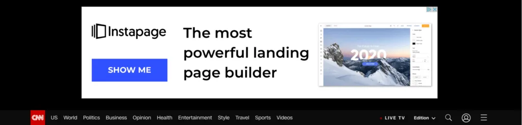 Ad space banner ad example