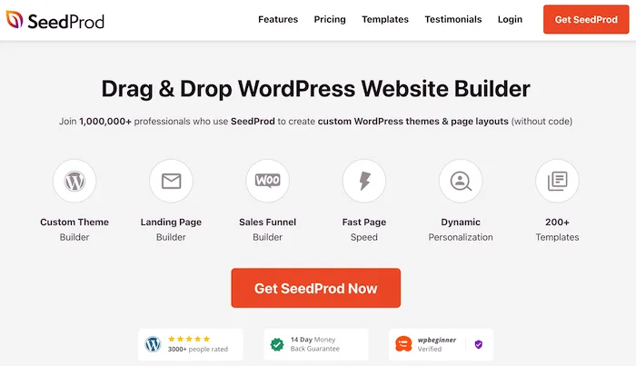 Page d'accueil du constructeur de pages SeedProd. 