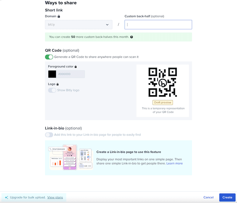 Bitly QR code