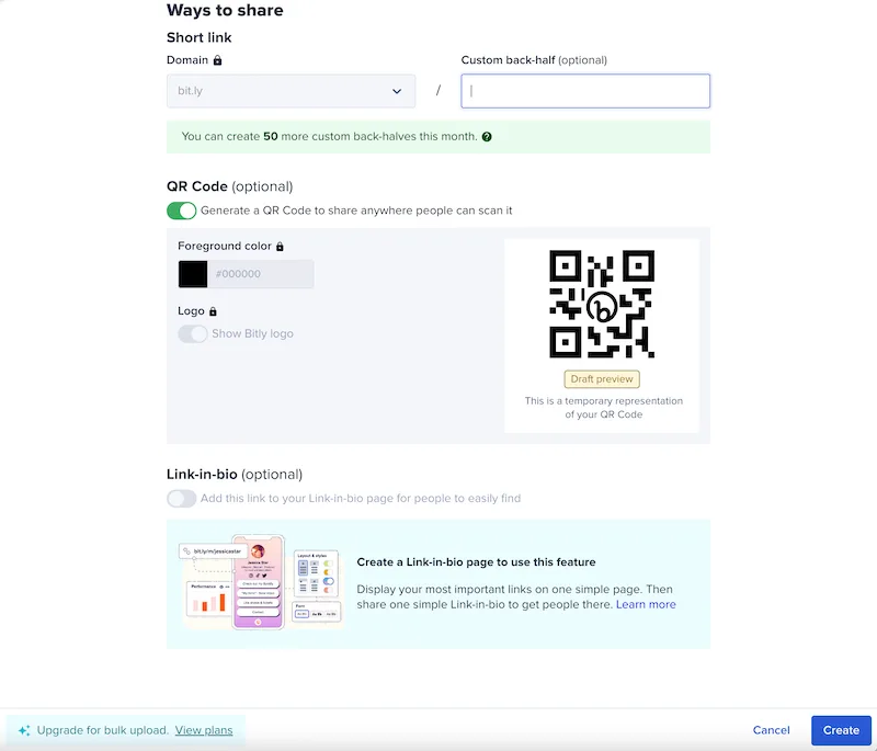 Bitly QR code