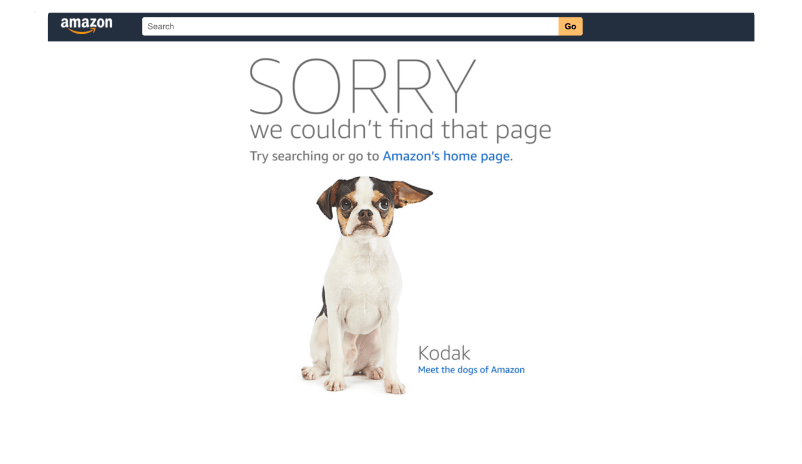 Amazon 404 error page example 
