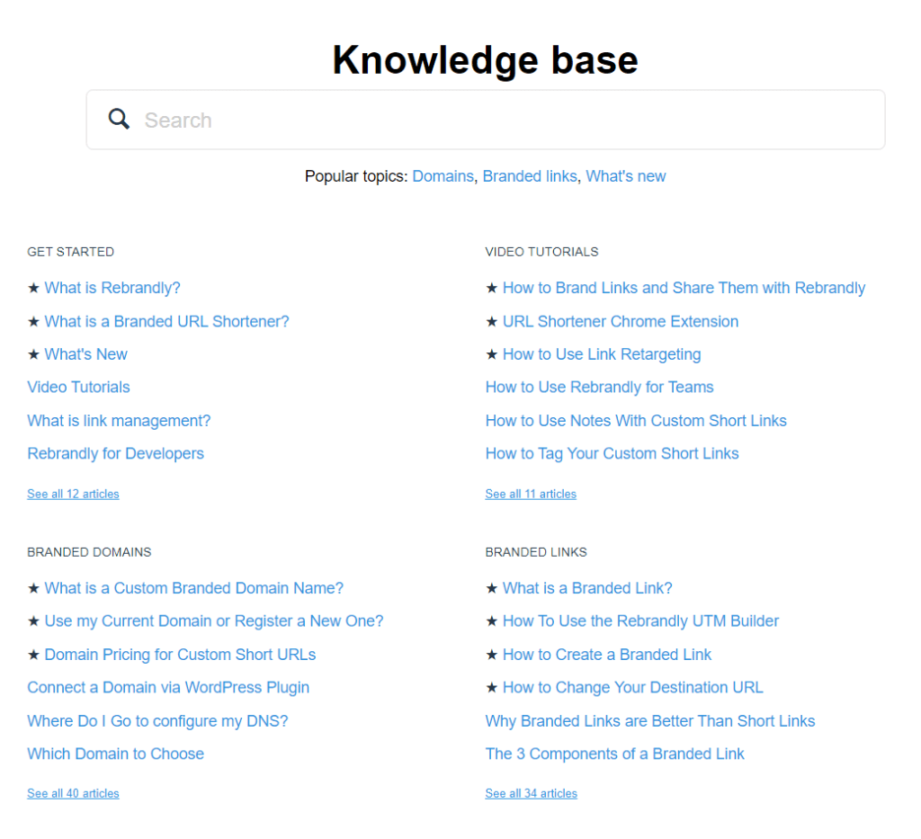 The Rebrandly knowledge base