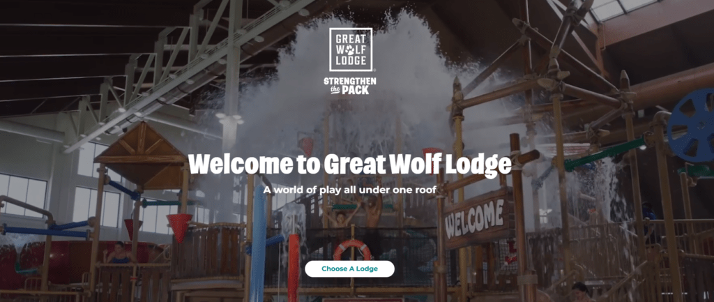 Great Wolf Lodge homepage 