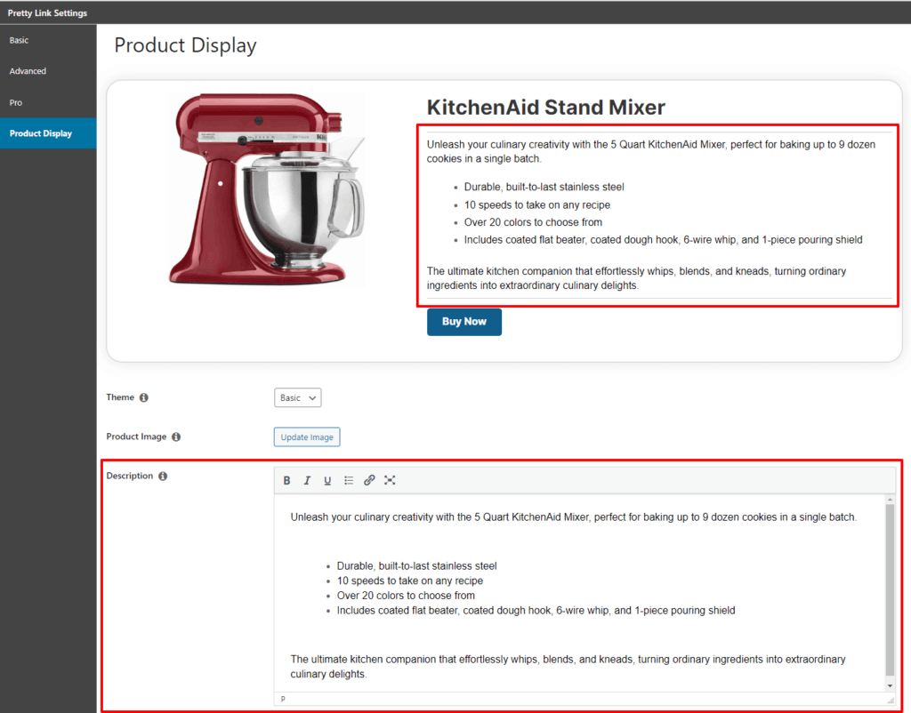 Write in your Product Display description 