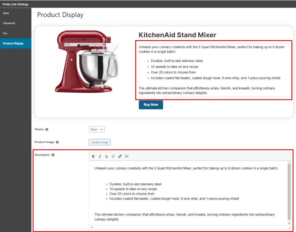 Write in your Product Display description