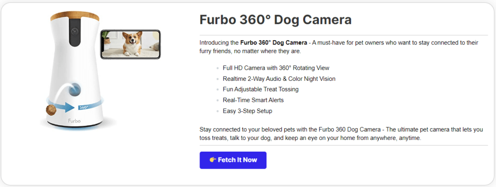 Pretty Links Product Display Example_Dog Camera 